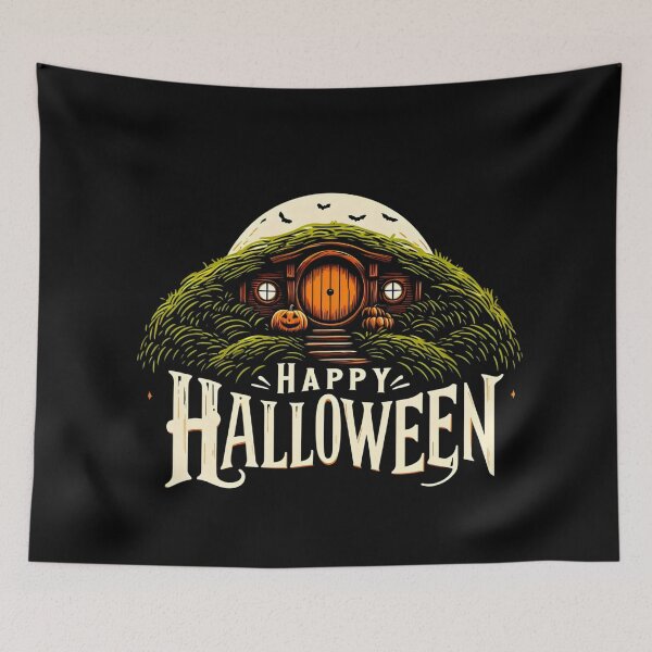 Artikelvorschau, Fröhliches Halloween – Halblingsheim bei Vollmond – Fantasy-Halloween entworfen und verkauft von Fenay Designs.