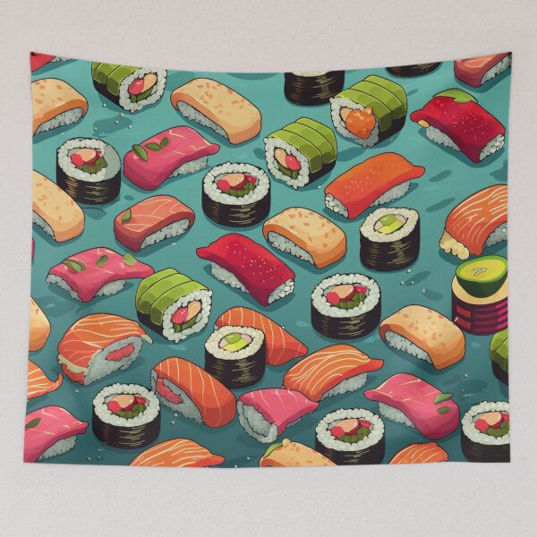 Item preview, Nigiri and sushi rolls design pattern designed and sold by Onigokko.