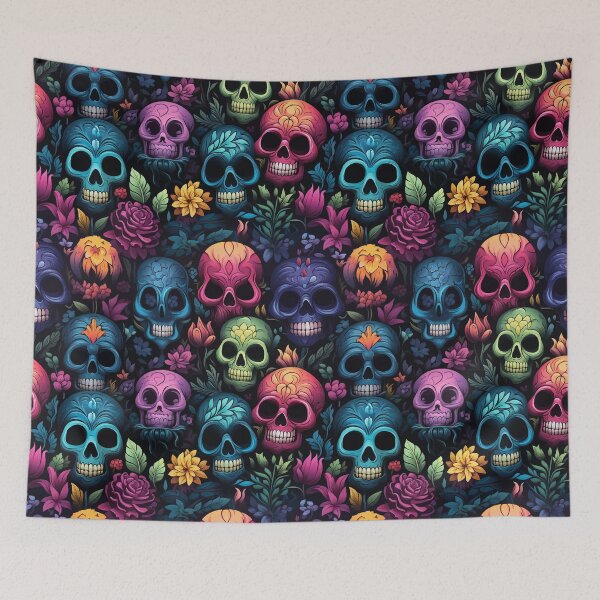 Item preview, Decorated Skulls Halloween Pattern designed and sold by Blue-Banana.