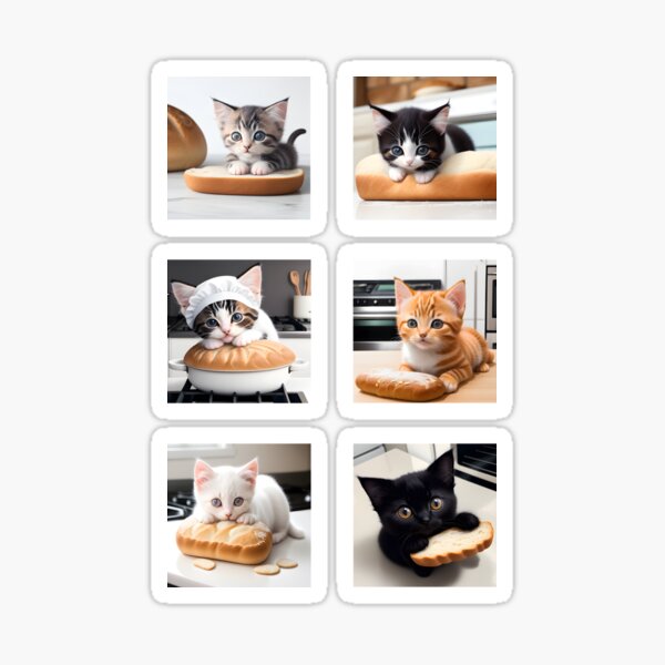 Kittens with Bread Sticker Pack Sticker