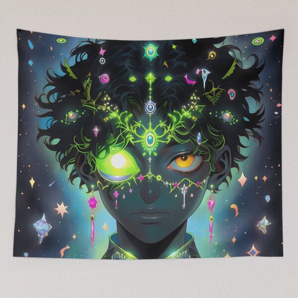 Item preview, “Astral Face in Neon Lights” designed and sold by Art-Vortex-fr.