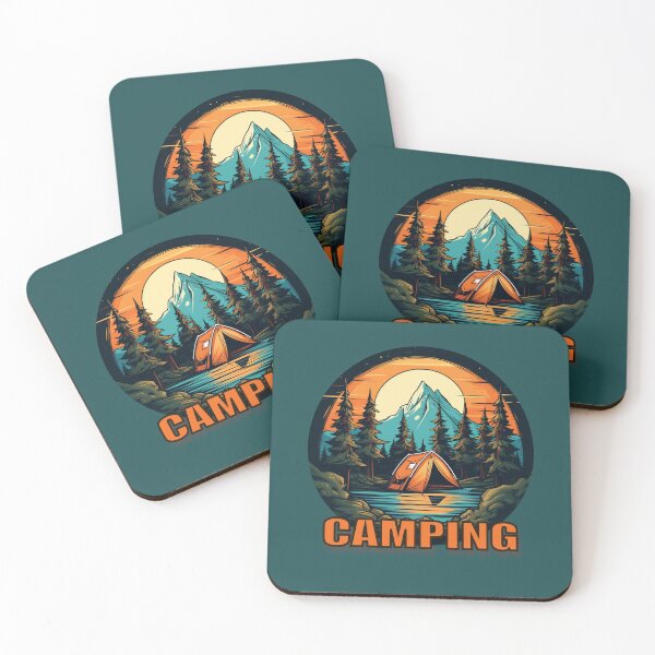 Item preview, camping on the mountains, vector illustration of camping on holiday designed and sold by Aonsnoopy.