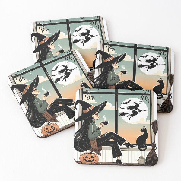 Item preview, Halloween Witch with Cat designed and sold by PixSellerShop.