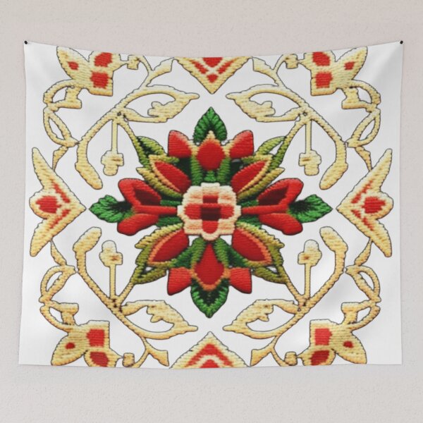 Item preview, Palestinian embroidered floral design  designed and sold by Roxburylane.