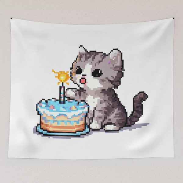 Item preview, Happy birthday to the kitten, Pixel Art designed and sold by Buy  Daddy⭐.