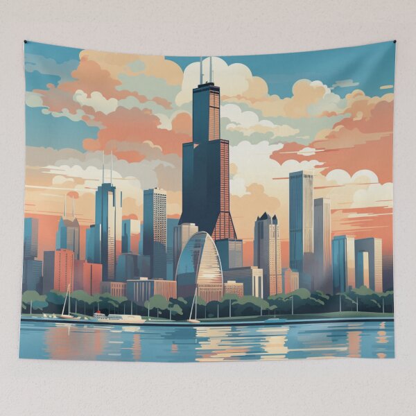 Item preview, A Vintage Travel Illustration of Chicago - Illinois - US  designed and sold by GoodOldVintage.