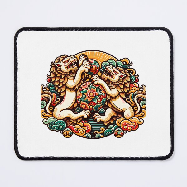 Item preview, colorful lions inspired by traditional Chinese art designed and sold by VoilaPrint.