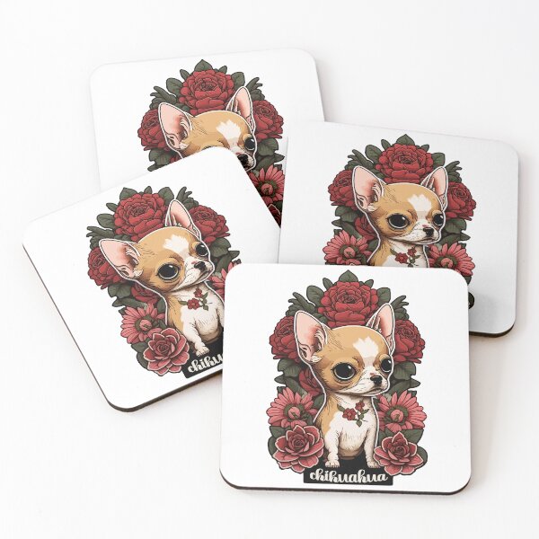 Item preview, Chihuahua Dia de los Muertos Red Roses designed and sold by PrettyPittie Shop.