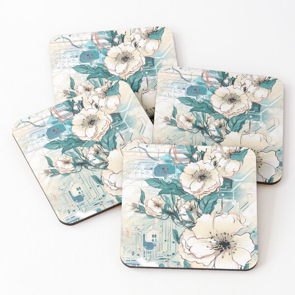 Item preview, Cyberpunk Flowers and Circuitry Pattern designed and sold by SchorlCraft.