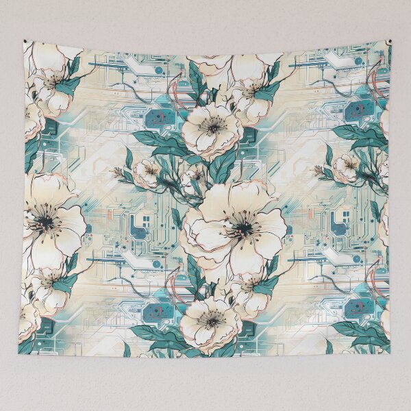 Item preview, Cyberpunk Flowers and Circuitry Pattern designed and sold by SchorlCraft.