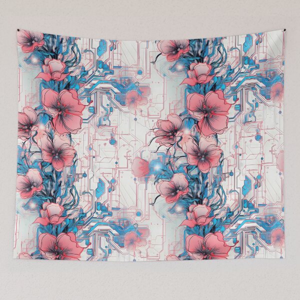 Item preview, Cyberpunk Flowers and Circuitry Pattern designed and sold by SchorlCraft.