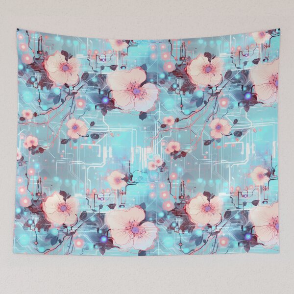 Item preview, Cyberpunk Flowers and Circuitry Pattern designed and sold by SchorlCraft.
