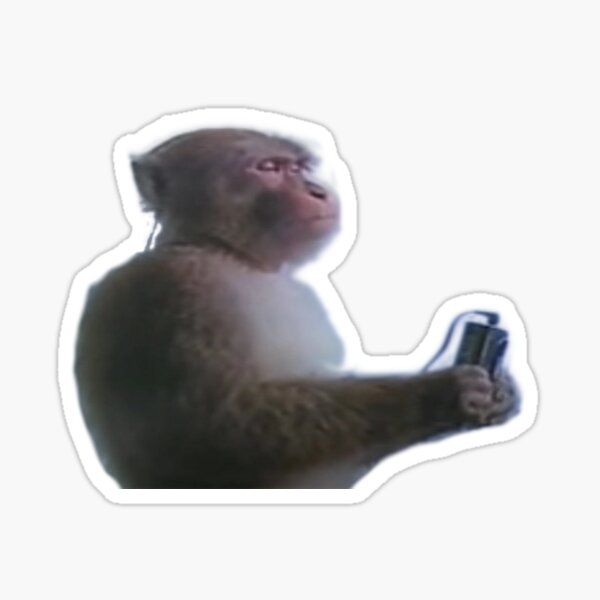 A monkey is meditating while listening to music. Sticker for Sale by DAEWI  PARK