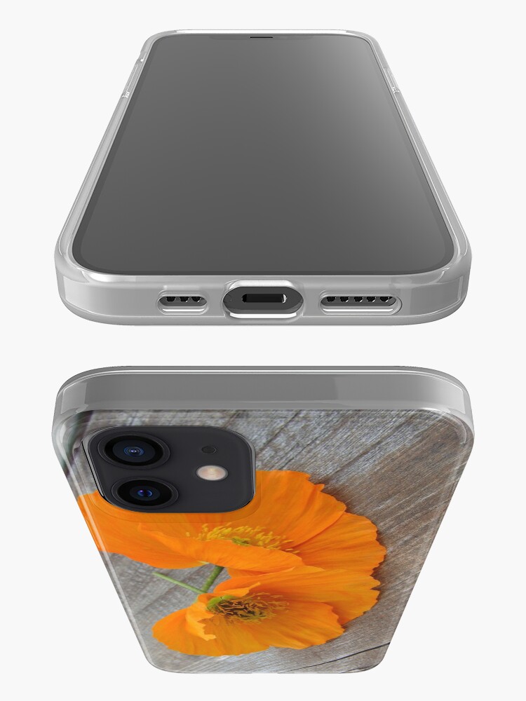 Alternate view of Orange flowers on a wooden table iPhone Case & Cover