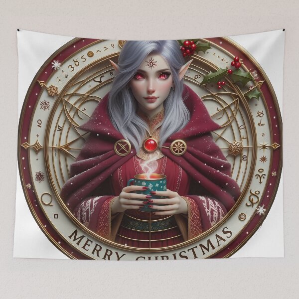 Item preview, Timeless Red Elven Yuletide Elegance: Christmas Enchantment Art designed and sold by mmllcadmin.