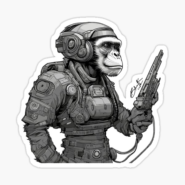 Cyborg Monkey II Sticker
