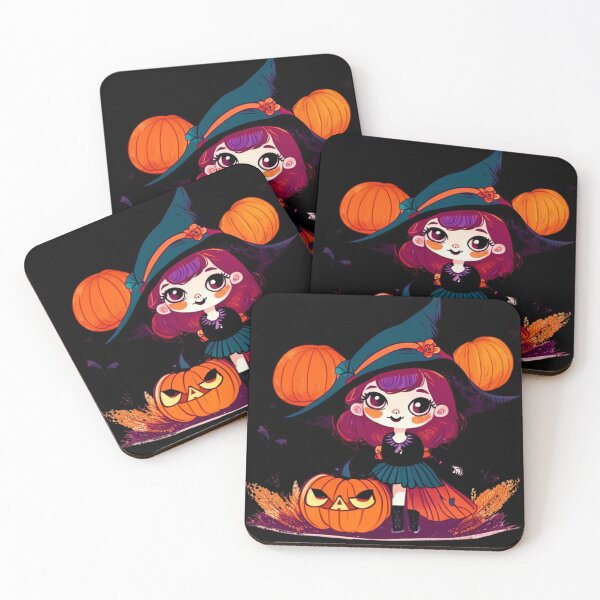 Artikelvorschau, Süße kleine Hexe an Halloween mit Kürbissen entworfen und verkauft von GenChi.