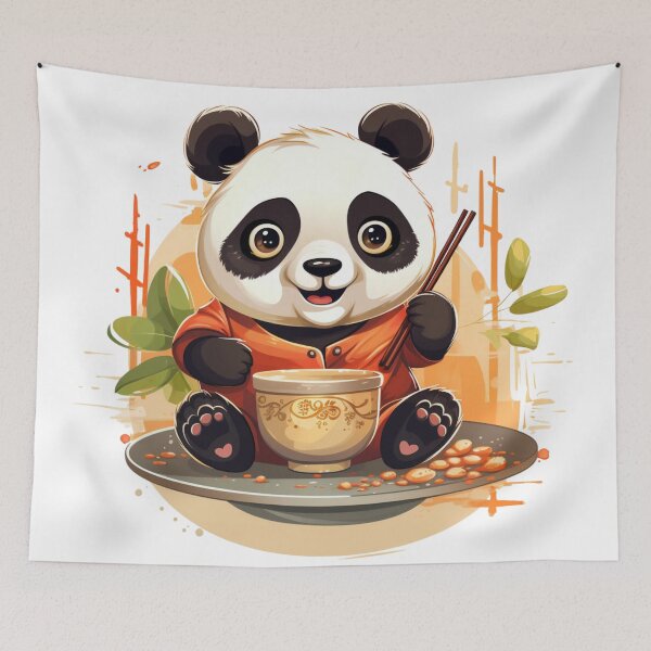 Item preview, Kawaii Panda Eating Ramen: Adorable Food Art designed and sold by PandaPlanner.