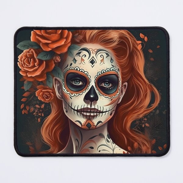 Item preview, A woman wearing makeup as a sugar skull, Day of the Dead,Muertos, Dia De Muertos, Floral Skull, Mexican Holiday designed and sold by Apkdesigner.