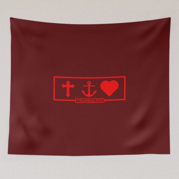 Item preview, bible verse 1 Corinthians 13:13- faith hope and love - simple logo red design designed and sold by ZechJohnRB.