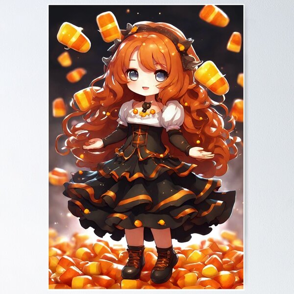 Artikelvorschau, Feuriges rothaariges Chibi-Mädchen mit Zuckermais entworfen und verkauft von FunArtDesigns00.