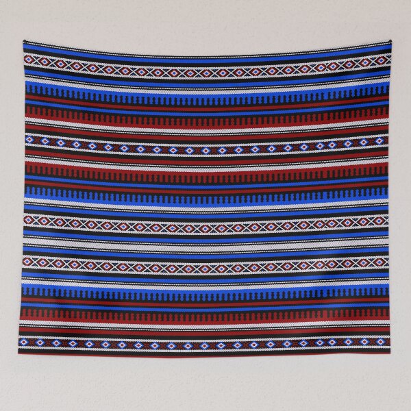 Item preview, A Red And Blue Theme Arabian Sadu Weaving Middle Eastern Traditional Rug Texture designed and sold by House of Sadu by Craitza.