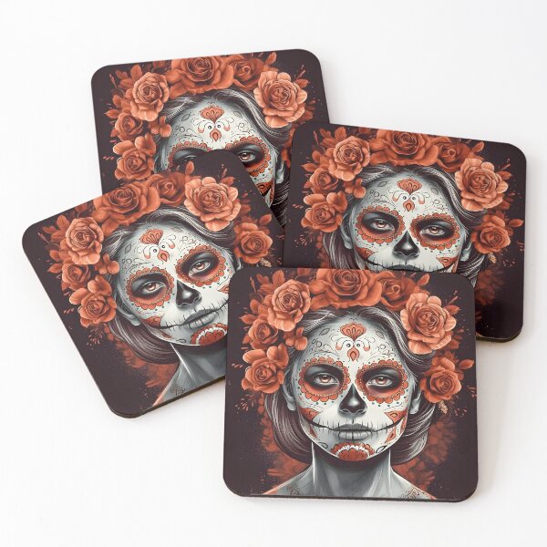 Item preview, A woman wearing makeup as a sugar skull, Day of the Dead,Muertos, Dia De Muertos, Floral Skull, Mexican Holiday   designed and sold by Apkdesigner.