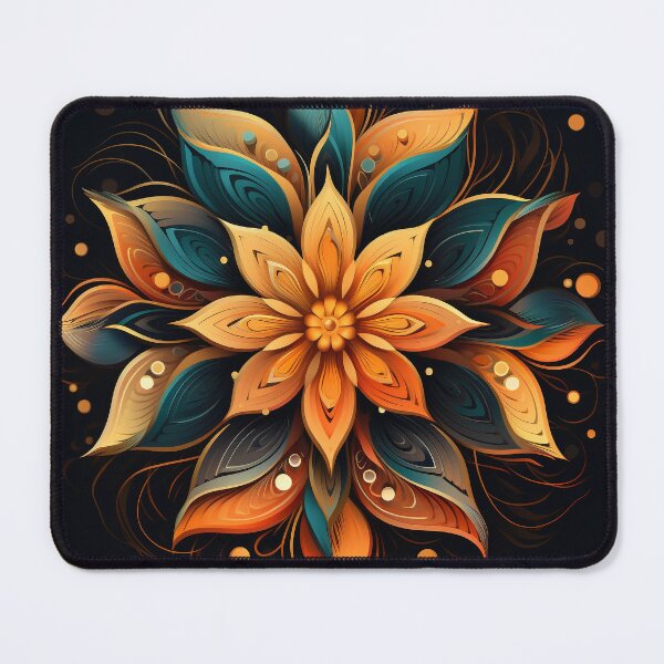 Item preview, Colorful flower on black background,abstract illustration designed and sold by FlyingRaven1.