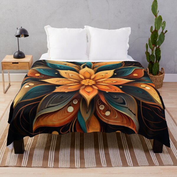 Item preview, Colorful flower on black background,abstract illustration designed and sold by FlyingRaven1.