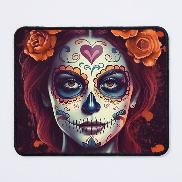 Item preview, A woman wearing makeup as a sugar skull, Day of the Dead,Muertos, Dia De Muertos, Floral Skull, Mexican Holiday designed and sold by Apkdesigner.