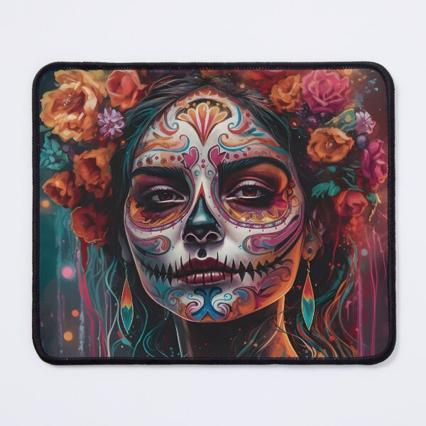 Item preview, A woman wearing makeup as a sugar skull, Day of the Dead,Muertos, Dia De Muertos, Floral Skull, Mexican Holiday designed and sold by Apkdesigner.