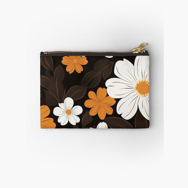Item preview, White and orange flowers on dark brown background designed and sold by FlyingRaven1.