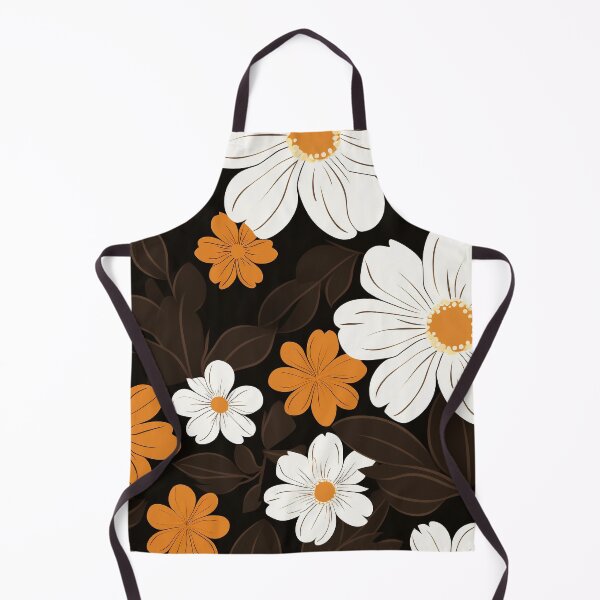Item preview, White and orange flowers on dark brown background designed and sold by FlyingRaven1.