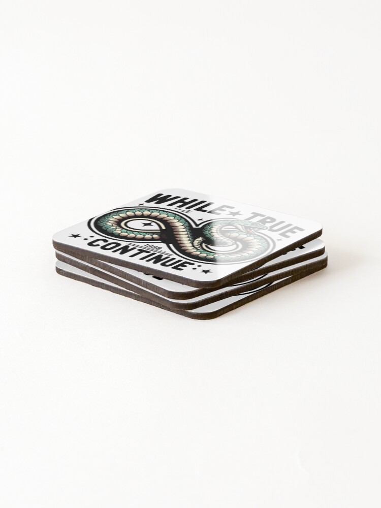 Thumbnail 4 of 5, Coasters (Set of 4), While True Continue Python Infinite Loop designed and sold by ElLocoMus.