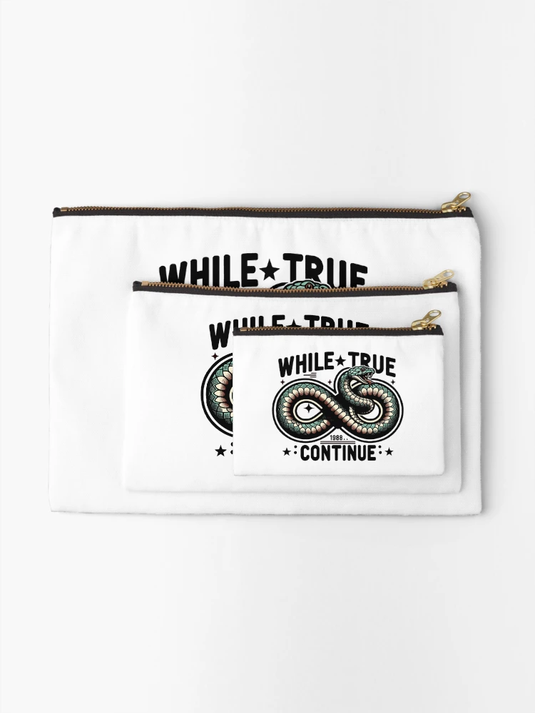 Thumbnail 2 of 4, Zipper Pouch, While True Continue Python Infinite Loop designed and sold by ElLocoMus.