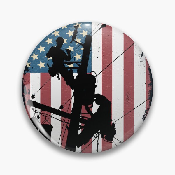 Item preview, Retro American Lineman Silhouette - Patriotic Electrical Lineworker Art designed and sold by LineXpressions.