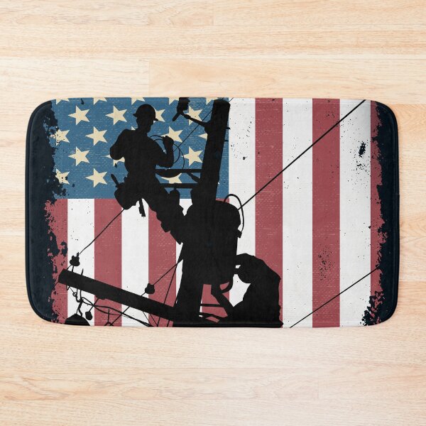 Item preview, Retro American Lineman Silhouette - Patriotic Electrical Lineworker Art designed and sold by LineXpressions.