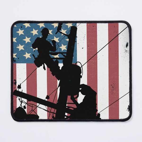 Item preview, Retro American Lineman Silhouette - Patriotic Electrical Lineworker Art designed and sold by LineXpressions.