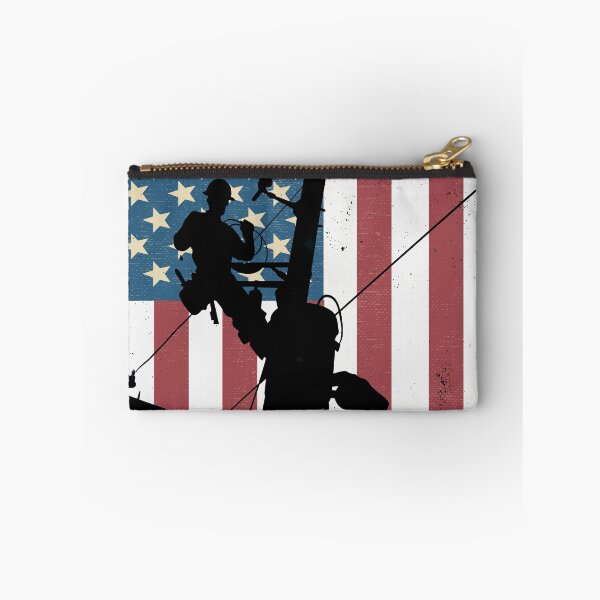 Item preview, Retro American Lineman Silhouette - Patriotic Electrical Lineworker Art designed and sold by LineXpressions.