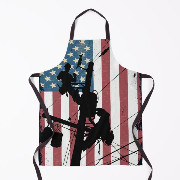 Item preview, Retro American Lineman Silhouette - Patriotic Electrical Lineworker Art designed and sold by LineXpressions.
