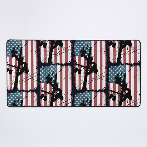 Item preview, Retro American Lineman Silhouette - Patriotic Electrical Lineworker Art designed and sold by LineXpressions.