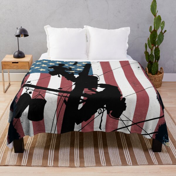 Item preview, Retro American Lineman Silhouette - Patriotic Electrical Lineworker Art designed and sold by LineXpressions.