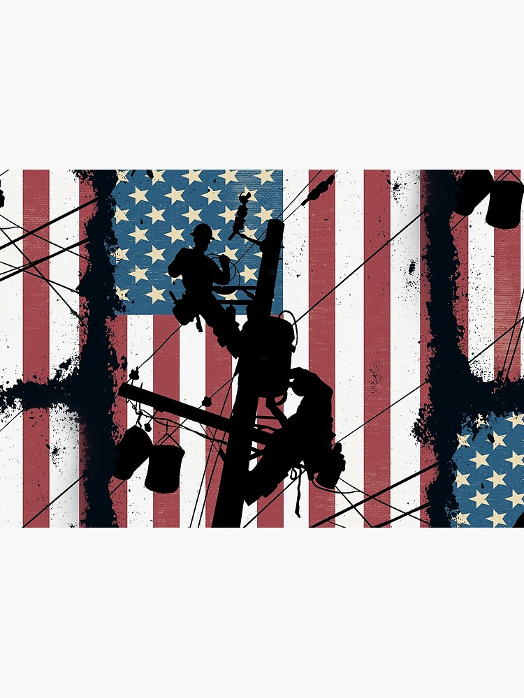 Thumbnail 2 of 2, Jigsaw Puzzle, Retro American Lineman Silhouette - Patriotic Electrical Lineworker Art designed and sold by LineXpressions.