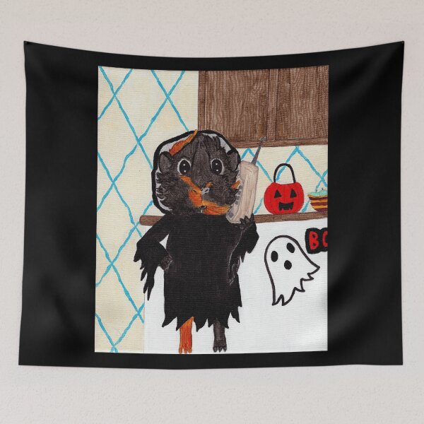 Aperçu de l'œuvre Cochons d'Inde au téléphone : l'Halloween de Wisting créée et vendue par Guinea Pigs and Books.