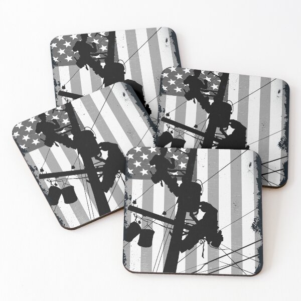 Item preview, Retro American Lineman Silhouette - Patriotic Electrical Lineworker Art designed and sold by LineXpressions.