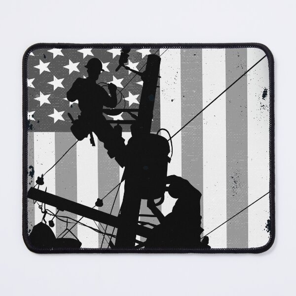 Item preview, Retro American Lineman Silhouette - Patriotic Electrical Lineworker Art designed and sold by LineXpressions.