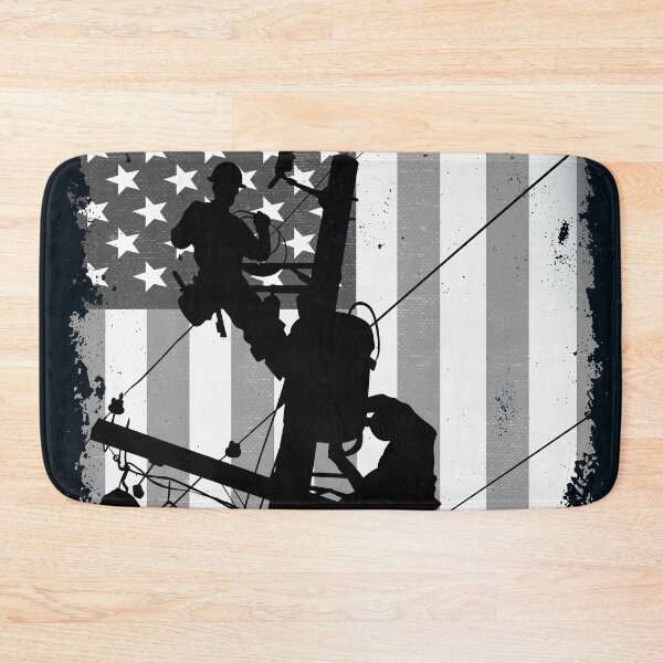 Item preview, Retro American Lineman Silhouette - Patriotic Electrical Lineworker Art designed and sold by LineXpressions.