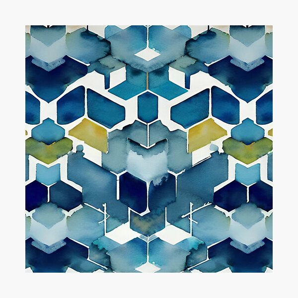 Item preview, Modern Blue Yellow Geometric Pattern  designed and sold by AuraDesigner.