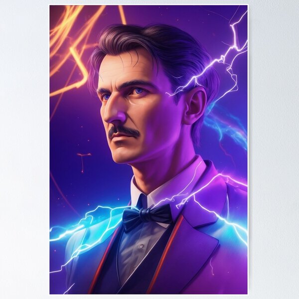 Item preview, Tesla Portrait - The Mastermind Unveiled designed and sold by FunArtDesigns00.