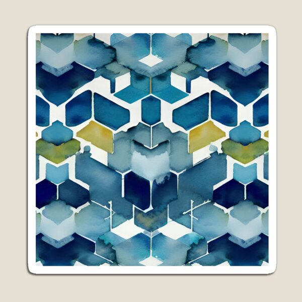 Item preview, Modern Blue Yellow Geometric Pattern  designed and sold by AuraDesigner.